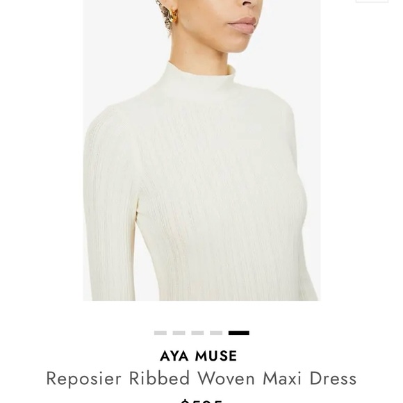 Aya Muse Reposier Ivory Ribbed Open Back Long Dress - Picture 6 of 6